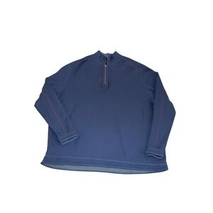 Tommy‎ Bahama Reversible Flipview Quarter Zip Pullover XXL Blue Contrast Stitch